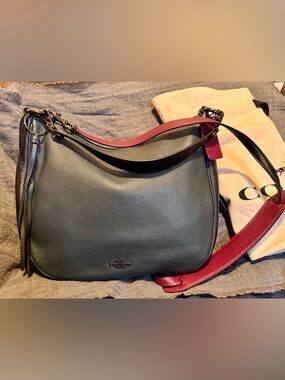 Coach 38695 Sutton Hobo Bag Colorblock (Teal/Black/Pink) - EUC